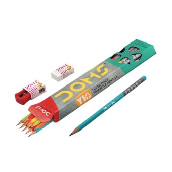 – 10 Extra Dark Pencils – 1 Sharpener – 1 Dust Free Eraser